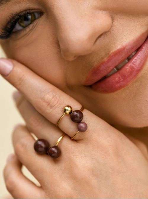 Pierścionek regulowany kulki, stal pozłacana S412550Z00-0