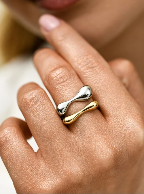 Pierścionek, stal pozłacana S412327M00