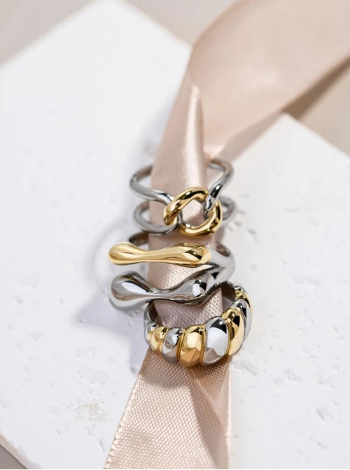 Pierścionek, stal pozłacana S412327M00