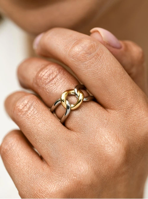 Pierścionek, stal pozłacana S412329M00