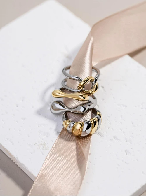 Pierścionek, stal pozłacana S412329M00