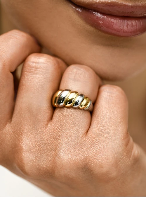 Pierścionek, stal pozłacana S412330M00