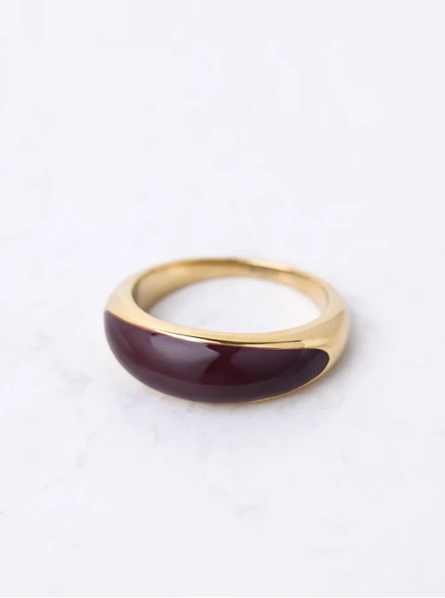 Pierścionek z czekoladową emalią, stal pozłacana S412115Z13