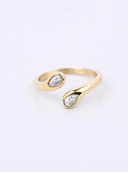 Pierścionek z kryształkami, stal pozłacana S411355Z00