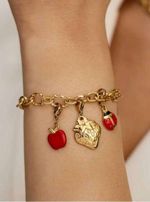 Zawieszka, charms, biedronka, stal pozłacana SC12736Z00