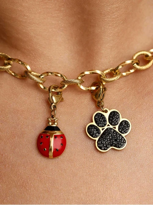 Zawieszka, charms łapka, stal pozłacana SC12691Z01