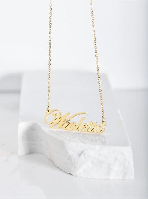 Naszyjnik imię Wioletta, kolor złoty S3V70530-50