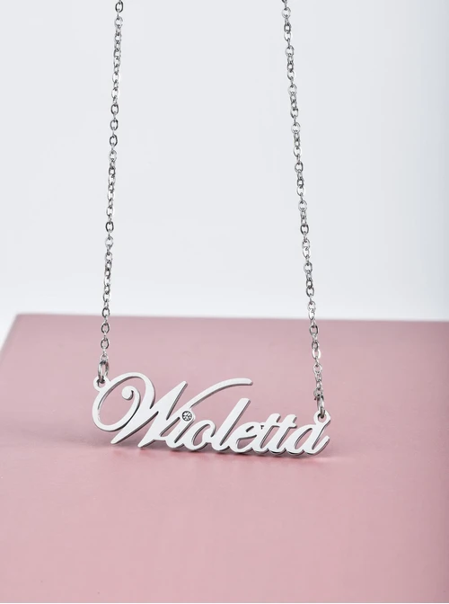 Naszyjnik imię Wioletta, srebrny S3V70530-50S