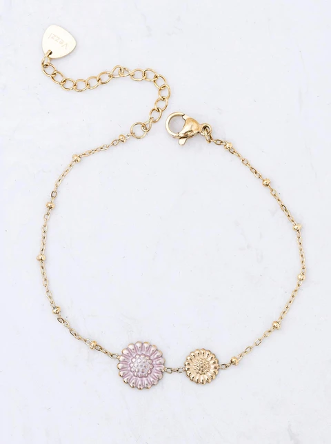 Bransoletka kwiatuszki, stal pozłacana S112450Z00