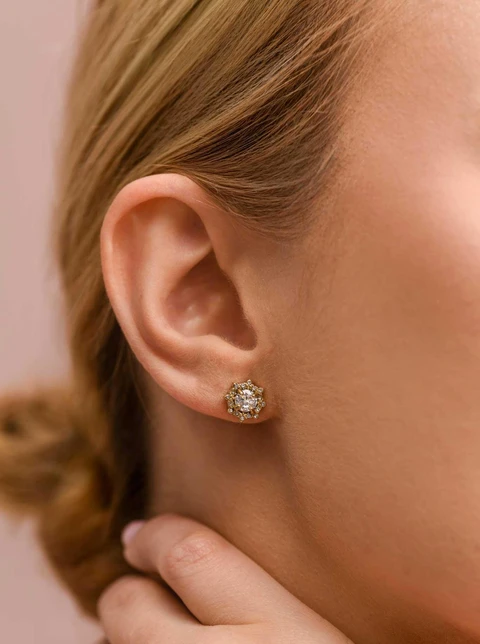 Kolczyki kryształki, stal pozłacana S212705Z00