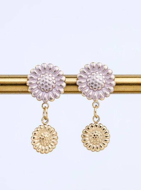 Kolczyki kwiatuszki, stal pozłacana S212451Z00