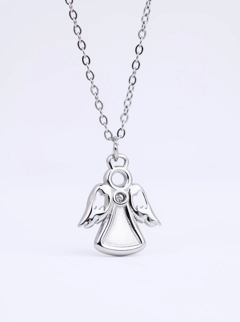 Naszyjnik Aniołek, kryształek, stal S312756S00