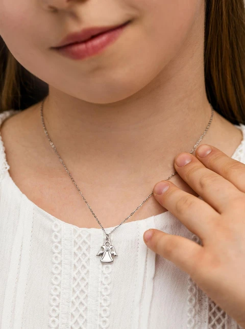 Naszyjnik Aniołek, kryształek, stal S312756S00