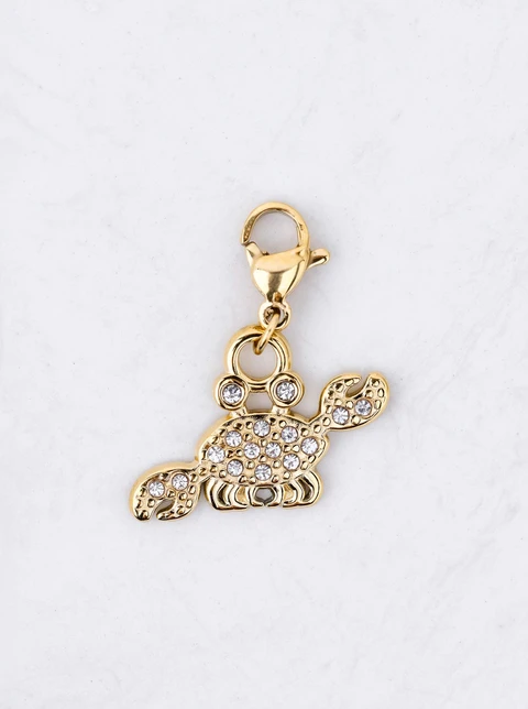 Zawieszka, charms krab z kryształkami, stal pozłacana SC13434Z00 