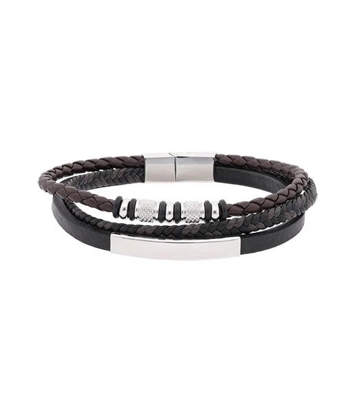 Bransoletka męska, brązowy, stal S109280S00