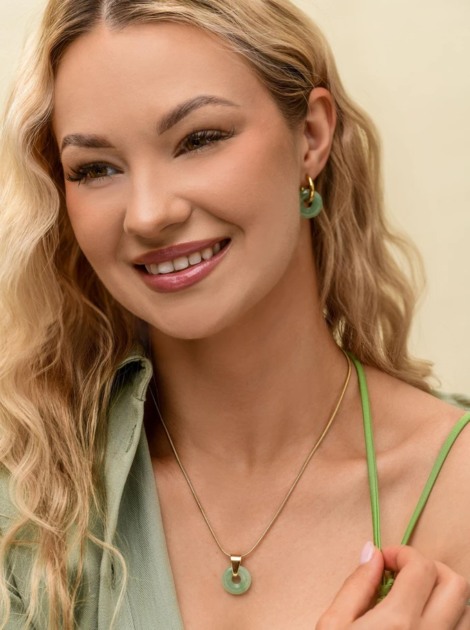 Naszyjnik kółeczko, Fluoryt, stal pozłacana S313377Z00