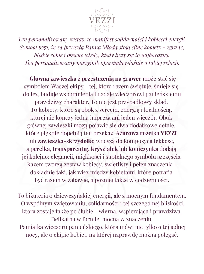 Zestaw biżuterii na Wieczór Panieński z możliwością grawerowania Z15197Z00