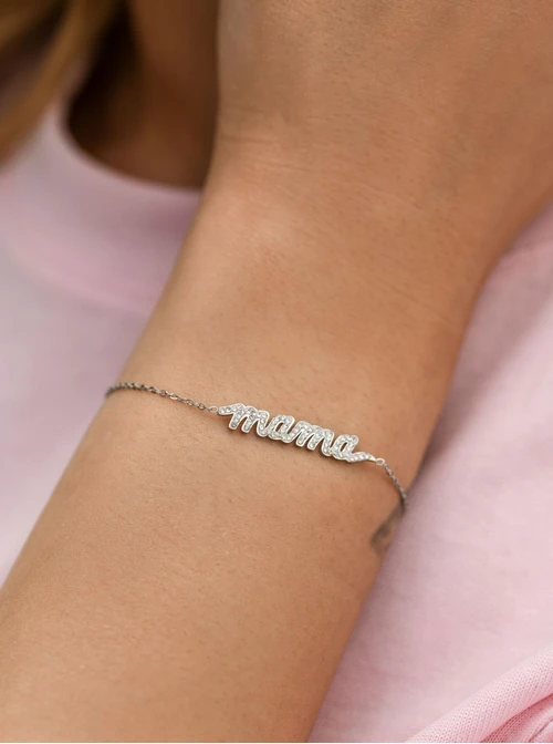 Bransoletka Mama, kryształki, stal S112754S00