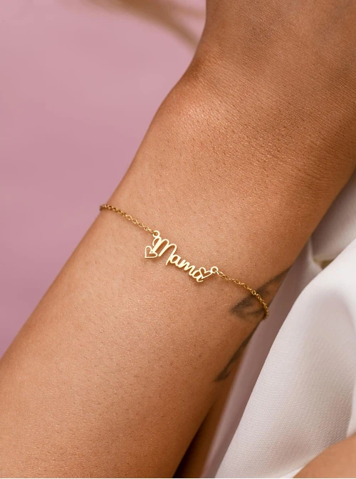 Bransoletka Mama, serduszka, stal pozłacana S112748Z00