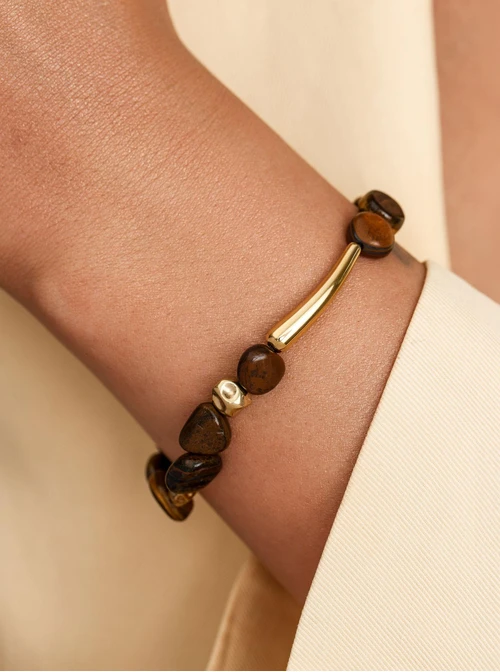 Bransoletka Tygrysie Oko, stal pozłacana S112579Z00