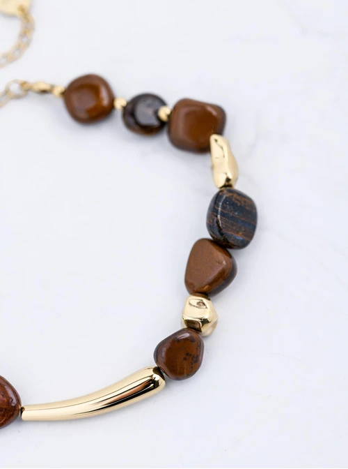 Bransoletka Tygrysie Oko, stal pozłacana S112579Z00