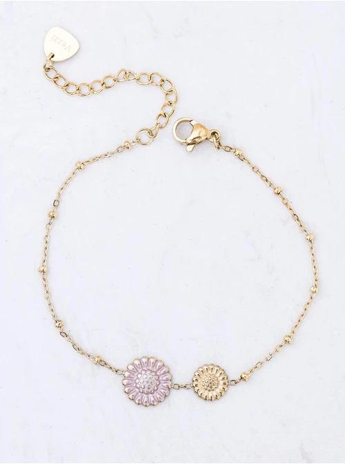 Bransoletka kwiatuszki, stal pozłacana S112450Z00