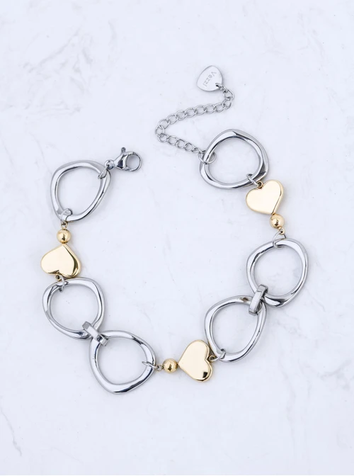 Bransoletka serduszka, stal pozłacana S112994M00