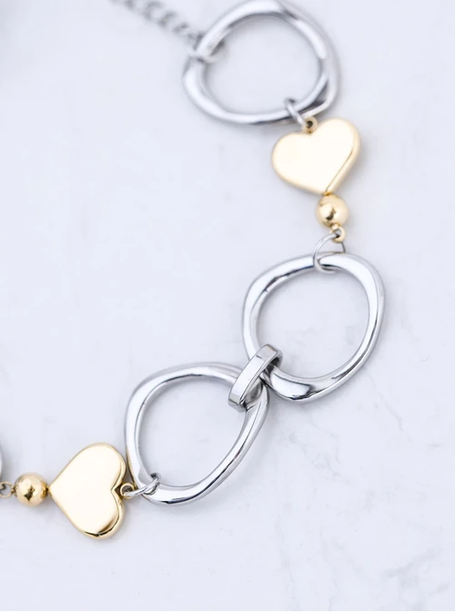 Bransoletka serduszka, stal pozłacana S112994M00