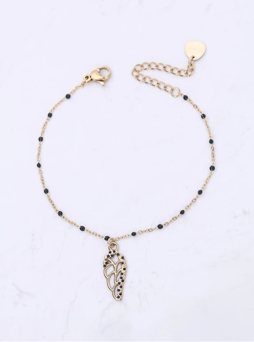 Bransoletka skrzydełko, kryształki, stal pozłacana S112792Z01