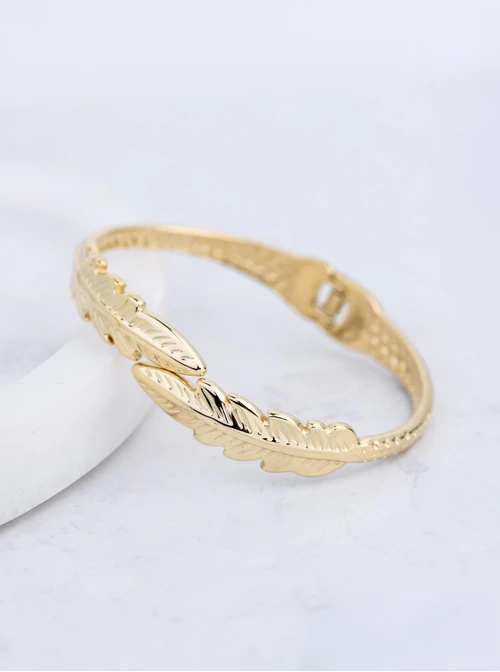 Bransoletka sztywna, liście, stal pozłacana S112647Z00
