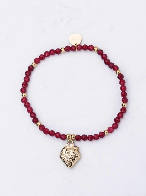 Bransoletka, truskawka, Rubin, stal pozłacana S112699Z00