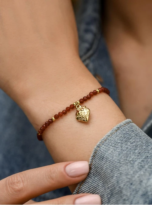 Bransoletka, truskawka, Rubin, stal pozłacana S112699Z00