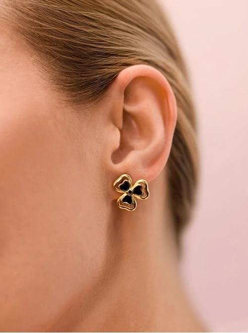 Kolczyki koniczynki, stal pozłacana S212680Z00