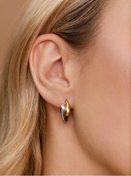 Kolczyki kropelki, stal pozłacana S212303M00