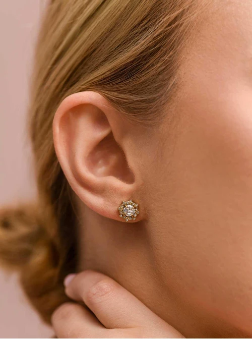 Kolczyki kryształki, stal pozłacana S212705Z00