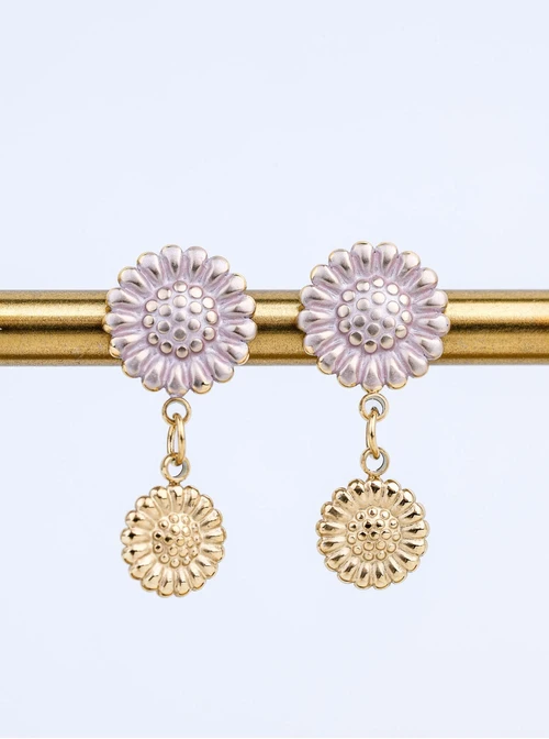 Kolczyki kwiatuszki, stal pozłacana S212451Z00