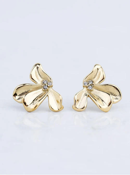 Kolczyki kwiaty, stal pozłacana S212429Z00