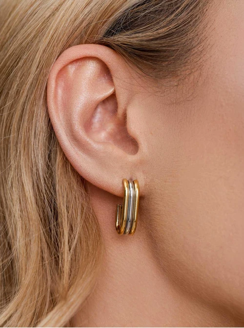 Kolczyki owalne, stal pozłacana S212999M00