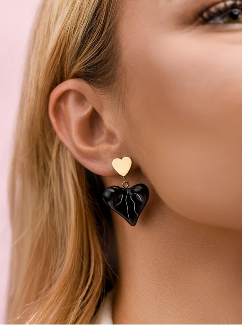 Kolczyki serca, stal pozłacana S212362Z00