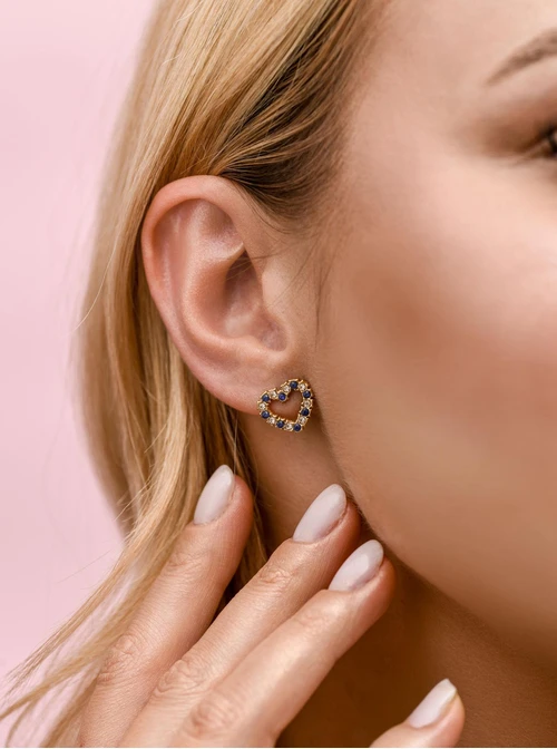 Kolczyki serduszka, kryształki, stal pozłacana S212767Z00