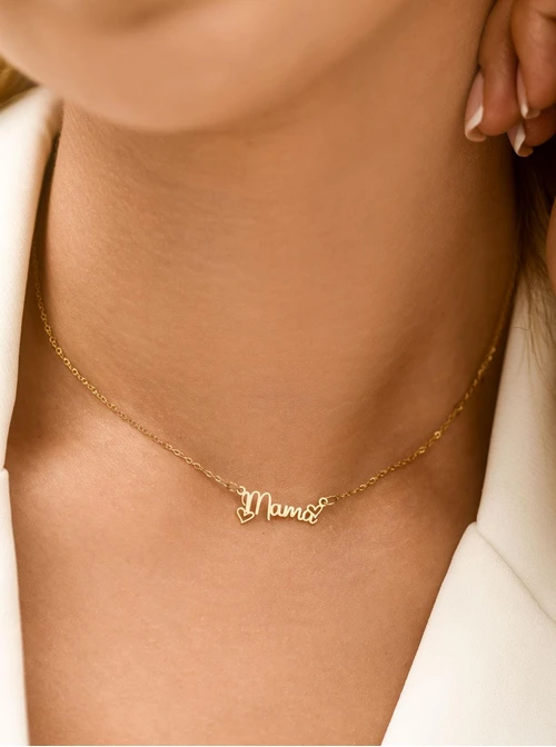 Naszyjnik Mama, serduszka, stal pozłacana S312747Z00