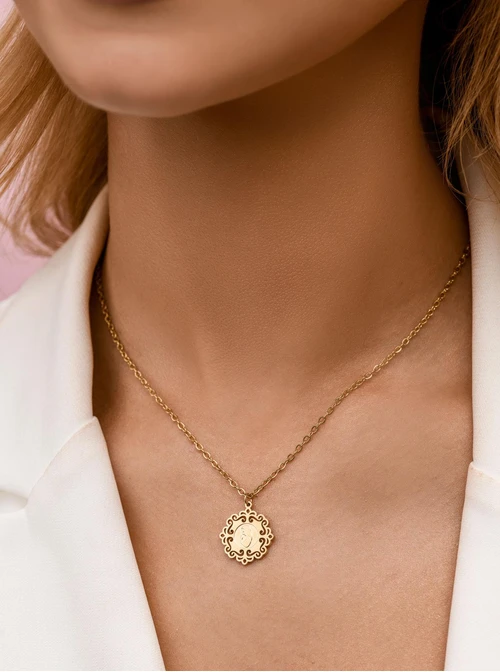 Naszyjnik Medalik, stal pozłacana S312758Z00