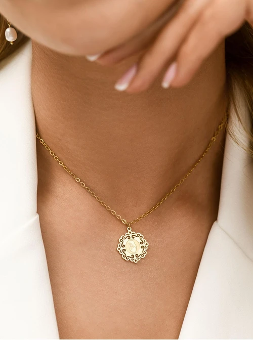 Naszyjnik Medalik, stal pozłacana S312758Z00