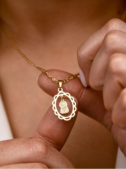 Naszyjnik Medalik, stal pozłacana S312770Z00