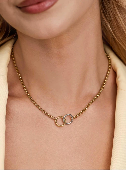 Naszyjnik kółeczka, stal pozłacana S313005M00