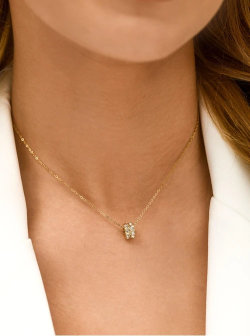 Naszyjnik kółeczko z kryształkami, stal pozłacana S312696Z00