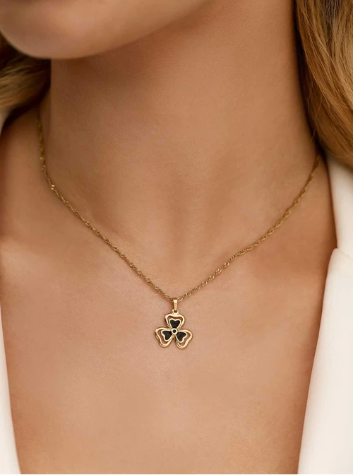 Naszyjnik koniczynka, stal pozłacana S312679Z00
