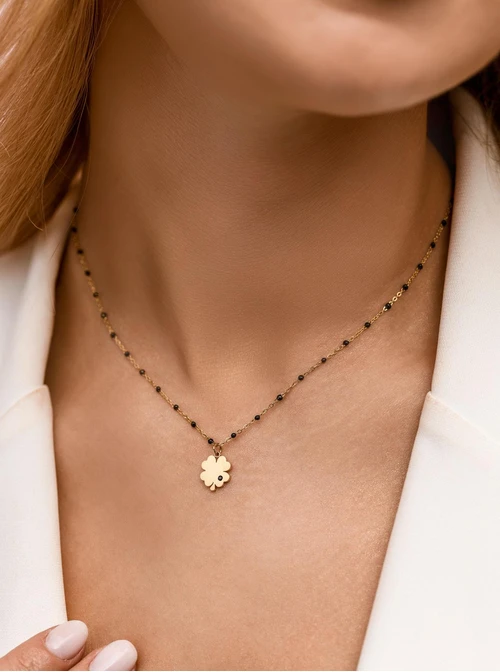 Naszyjnik koniczynka, stal pozłacana S312694Z01