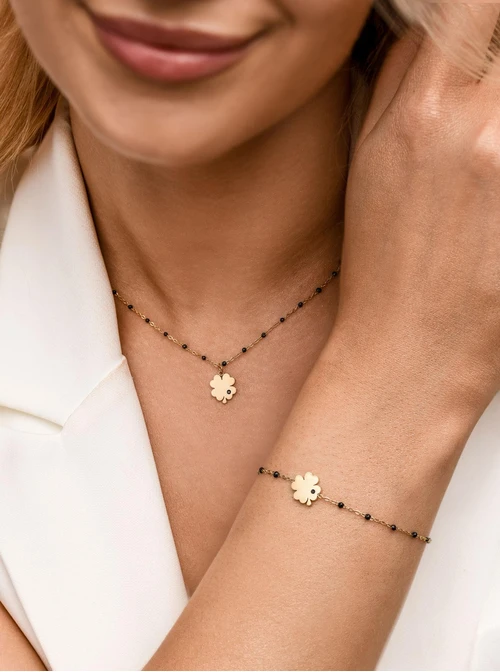 Naszyjnik koniczynka, stal pozłacana S312694Z01