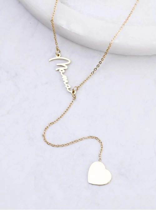 Naszyjnik krawatka, Mama, serce, stal pozłacana S312749Z00